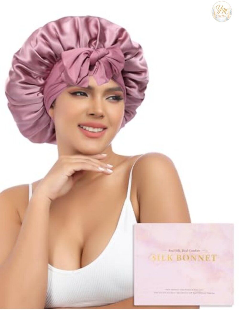 100% Mulberry Silk Sleep Bonnet Adjustable Hair Cap for Women